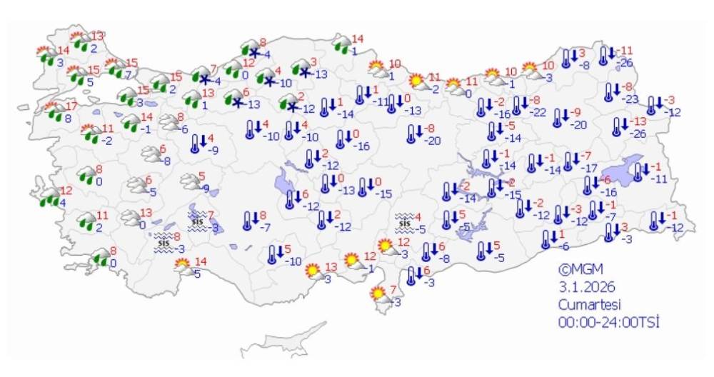 24 kent i&ccedil;in sarı kod! Meteoroloji'den kar, sağanak ve fırtına uyarısı! 